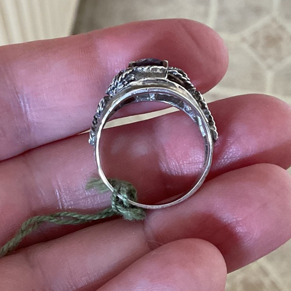 NWOT Sterling Silver 925 Filigree Amethyst Ring Size US 7.5 - Picture 7 of 9